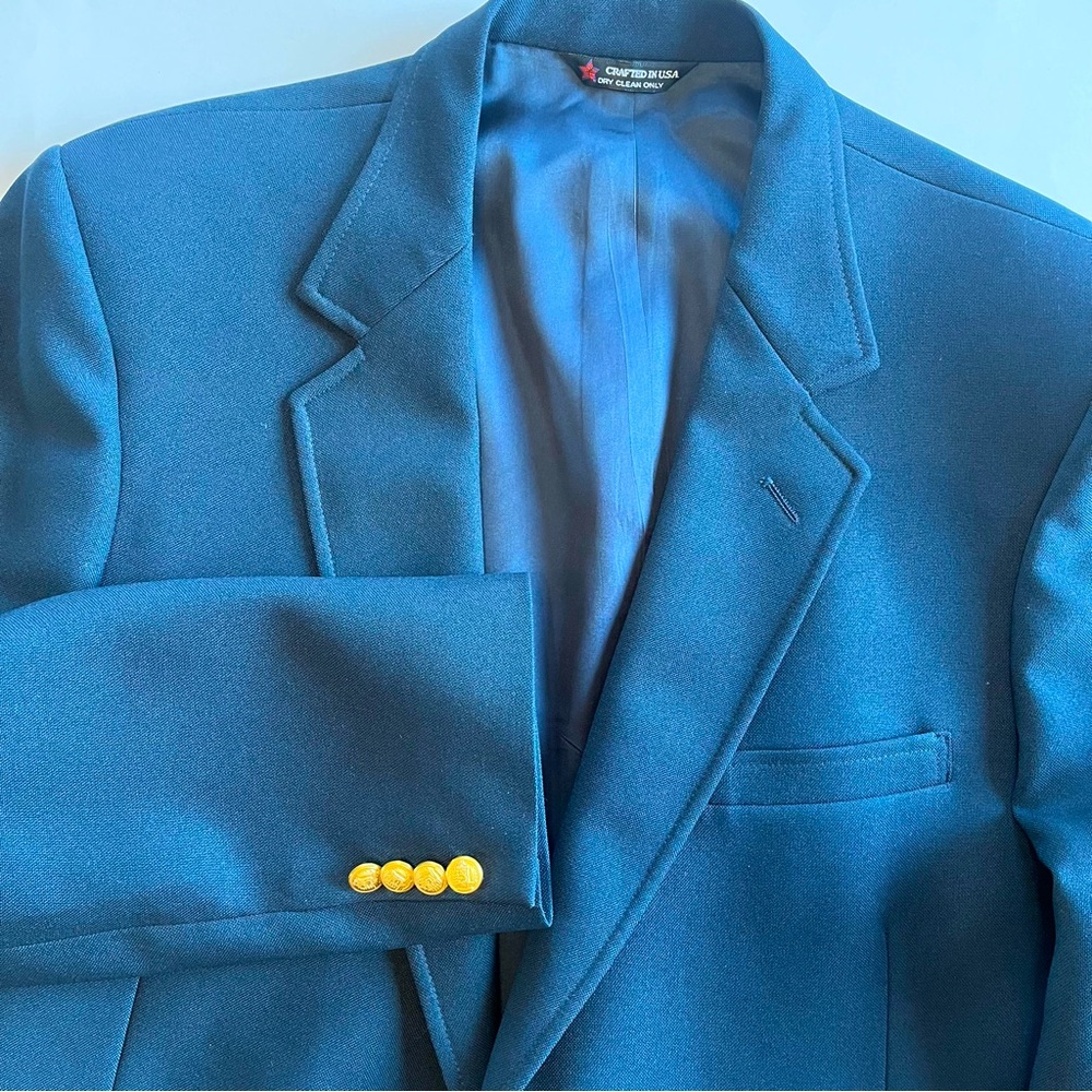 Hardwick Clothes Men's 46R‎ Navy Blue Sport Coat Gold 2 Button Blazer Visa USA